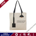 Customized Printing Promotional Long Handle Tote Shopper Calico Cotton Canvas Shopping Bag